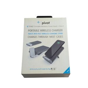 Bb-N TYLT Pivot Portable Wireless Charger Stand Power Bank Qi 10W Fast Charging
